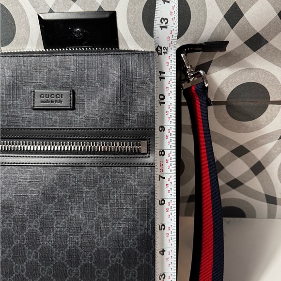 Gucci GG Supreme Messenger Bag 474137 K5RLN Black Web Stripe Crossbody - Picture 13 of 13